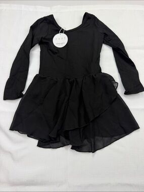 Black Long-Sleeve Dance Dress for Kids